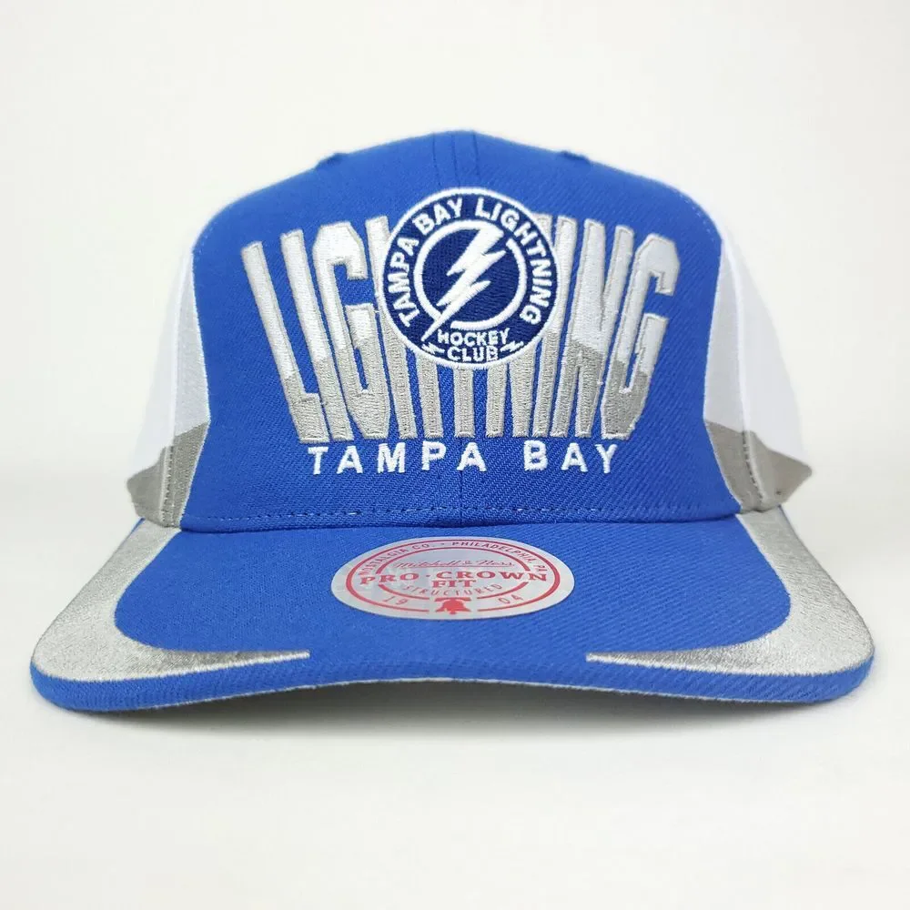 Tampa Bay Lightning Mitchell & Ness NHL Pro Fit Snapback Cap Hat Blue White‎ NWT